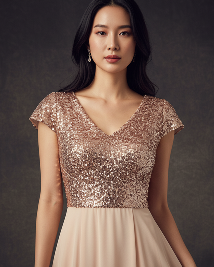 Cremefarbenes Abendkleid aus Chiffon - Ansicht 4