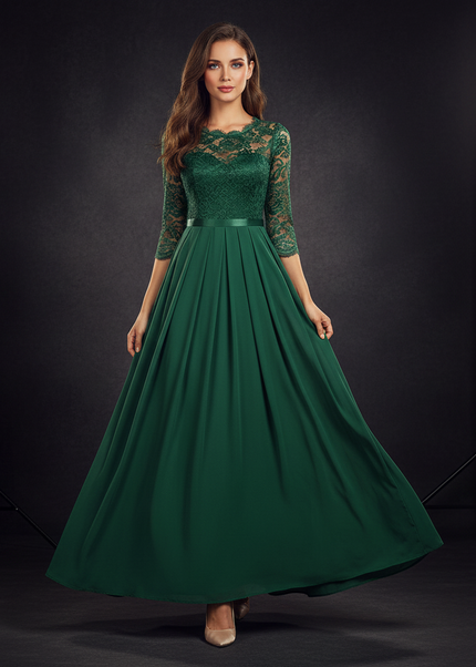 Elegantes Chiffonkleid in Gruen - Ansicht 1