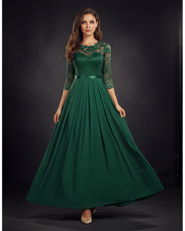 Elegantes Chiffonkleid in Gruen - Ansicht 1