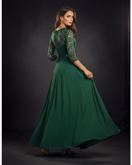 Elegantes Chiffonkleid in Gruen - Ansicht 2