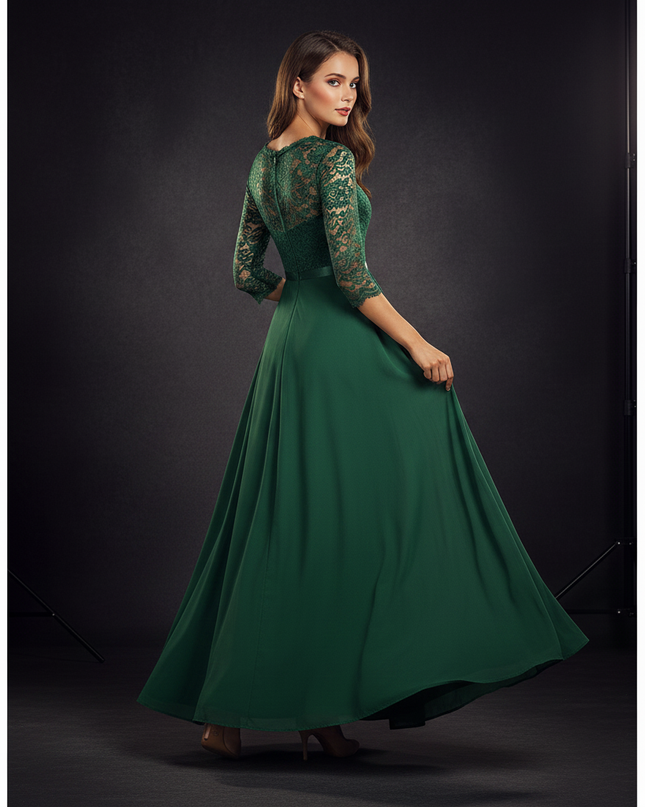 Elegantes Chiffonkleid in Gruen - Ansicht 2