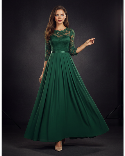 Elegantes Chiffonkleid in Gruen - Ansicht 3