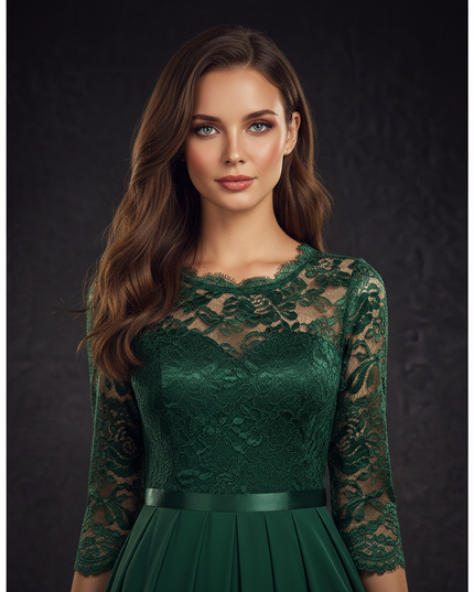Elegantes Chiffonkleid in Gruen - Ansicht 4
