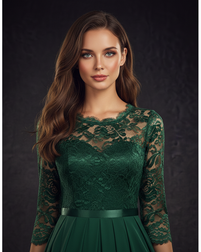 Elegantes Chiffonkleid in Gruen - Ansicht 4