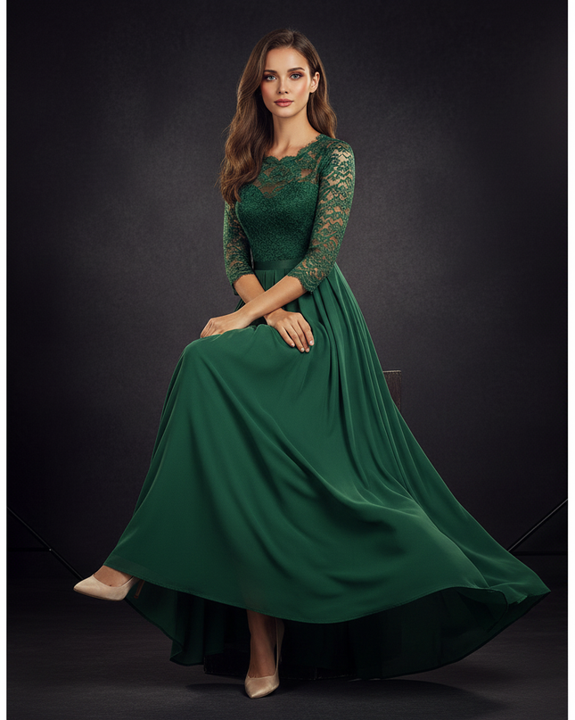 Elegantes Chiffonkleid in Gruen - Ansicht 5