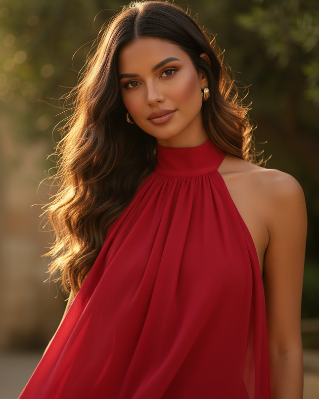 Verhuehrerisches Chiffonkleid in Rot - Ansicht 4