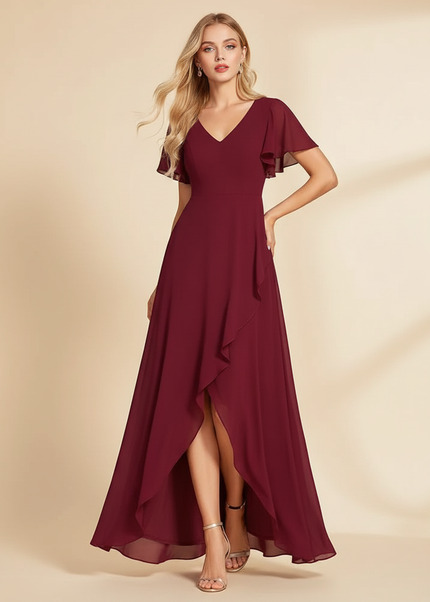 Bordeauxrotes Kleid mit Cut-Out-Detail - Ansicht 1