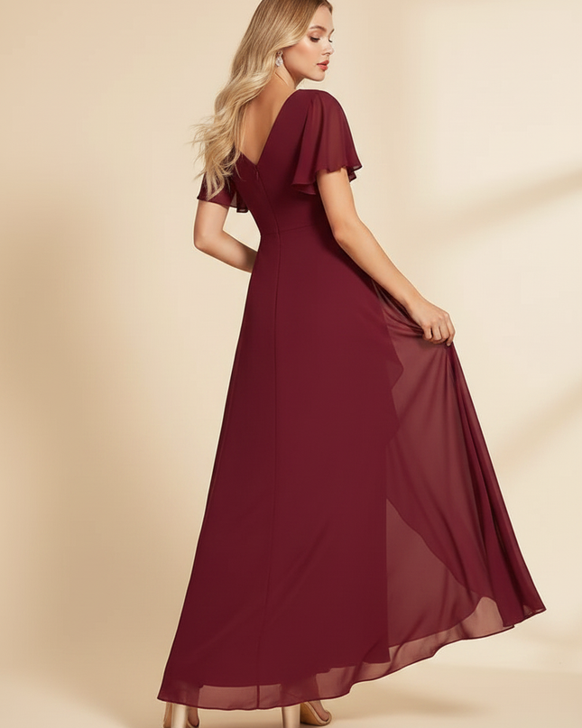 Bordeauxrotes Kleid mit Cut-Out-Detail - Ansicht 2