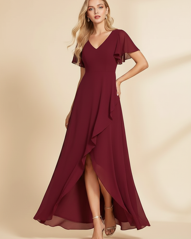 Bordeauxrotes Kleid mit Cut-Out-Detail - Ansicht 3