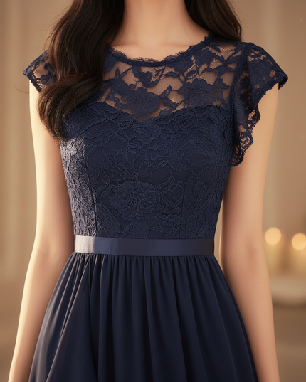 Festliches langes Chiffonkleid in Blau - Ansicht 4