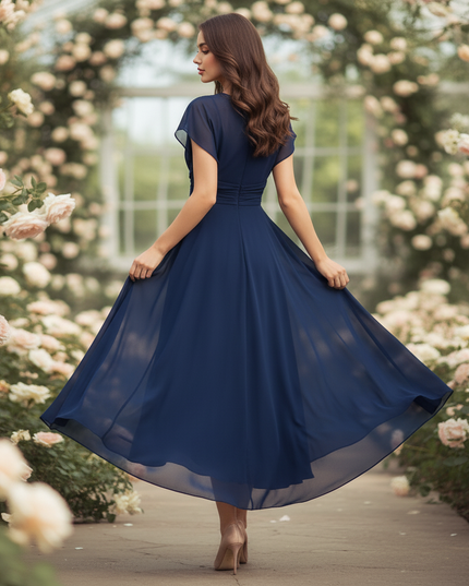 Festliches Chiffon-Midikleid in Blau - Ansicht 2