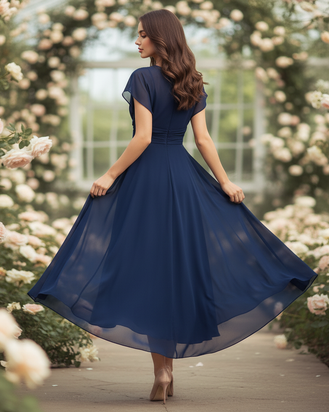 Festliches Chiffon-Midikleid in Blau - Ansicht 2