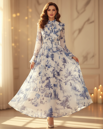Festliches Chiffonkleid mit Volants - Ansicht 1