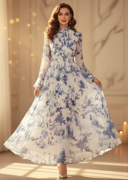 Festliches Chiffonkleid mit Volants - Ansicht 1