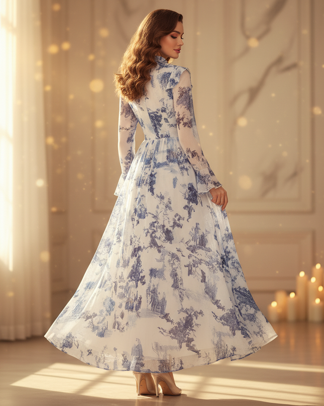 Festliches Chiffonkleid mit Volants - Ansicht 2