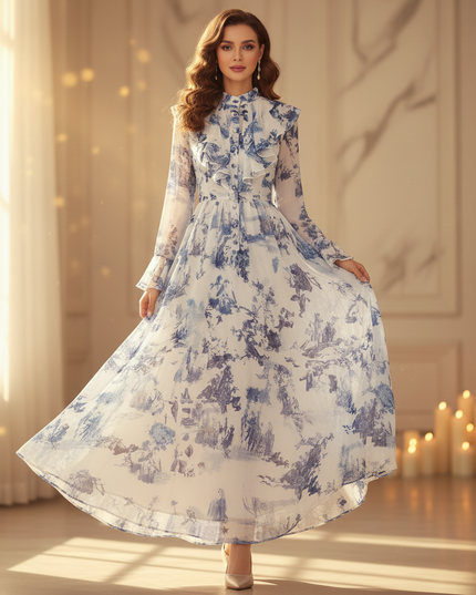 Festliches Chiffonkleid mit Volants - Ansicht 3
