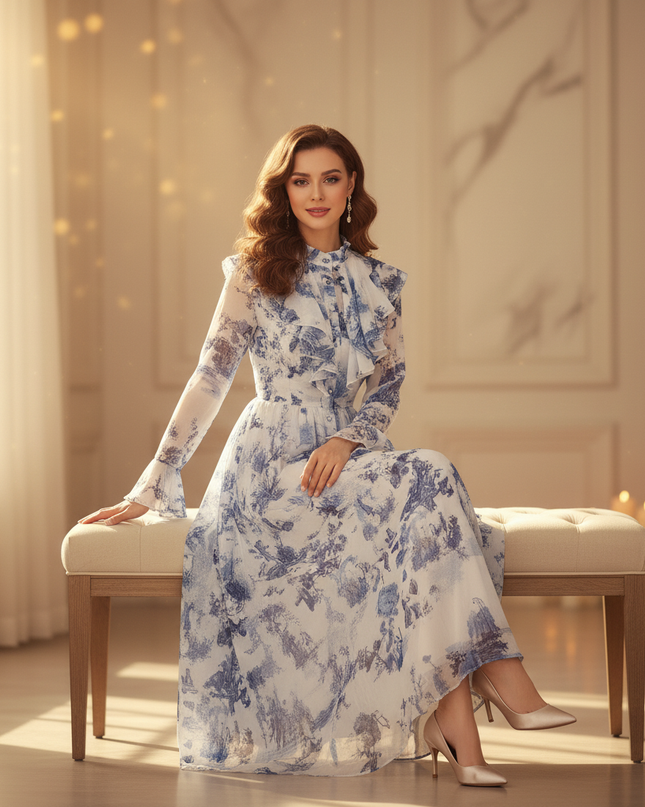 Festliches Chiffonkleid mit Volants - Ansicht 5