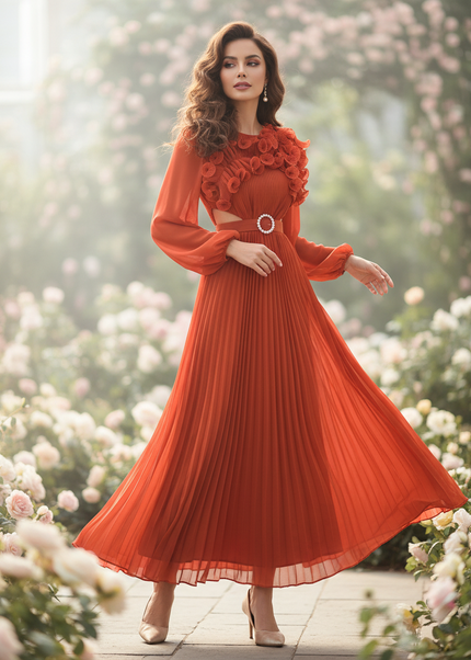 Langarm Chiffonkleid Hochzeitsgast - Ansicht 1