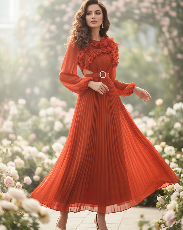 Langarm Chiffonkleid Hochzeitsgast - Ansicht 1