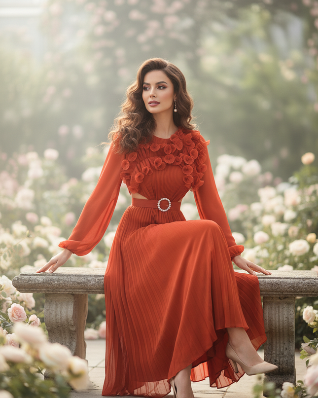 Langarm Chiffonkleid Hochzeitsgast - Ansicht 5