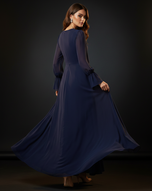 Festliches Chiffonkleid mit V-Ausschnitt - Ansicht 2