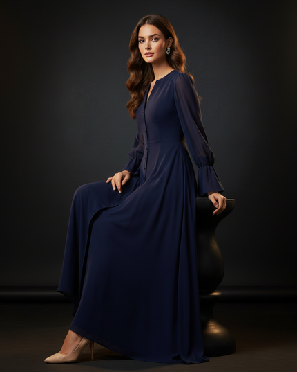 Festliches Chiffonkleid mit V-Ausschnitt - Ansicht 5