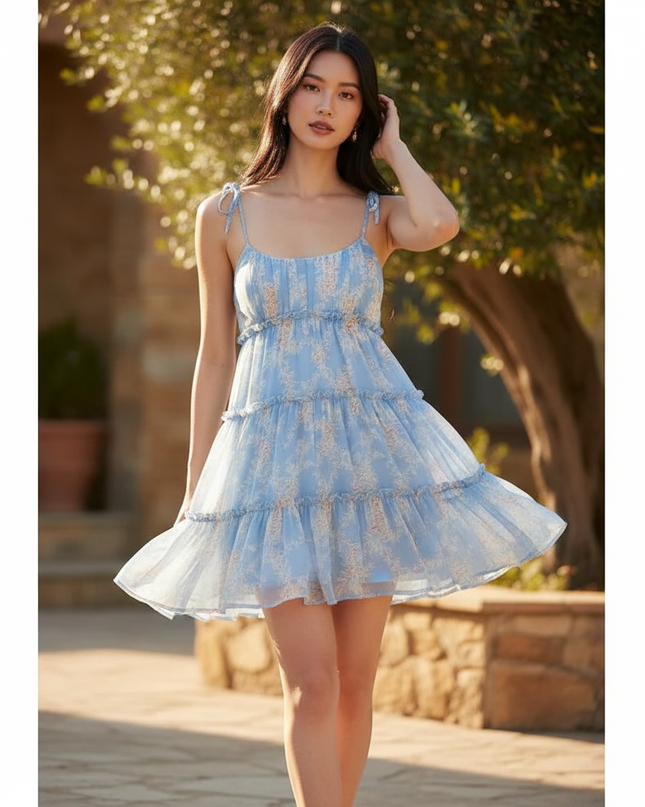 Leichtes Chiffonkleid mit Volants - Ansicht 1