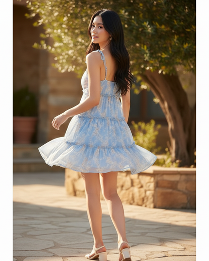 Leichtes Chiffonkleid mit Volants - Ansicht 2