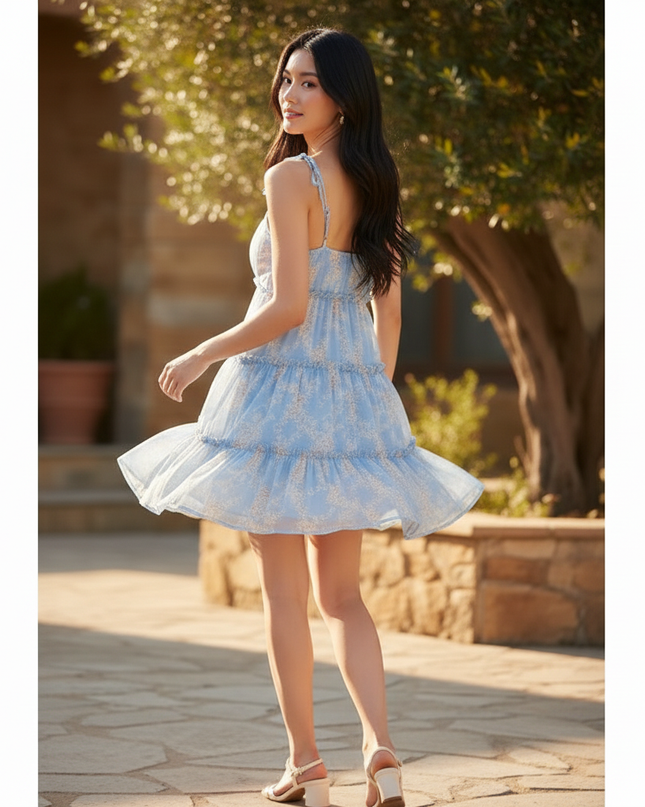 Leichtes Chiffonkleid mit Volants - Ansicht 2