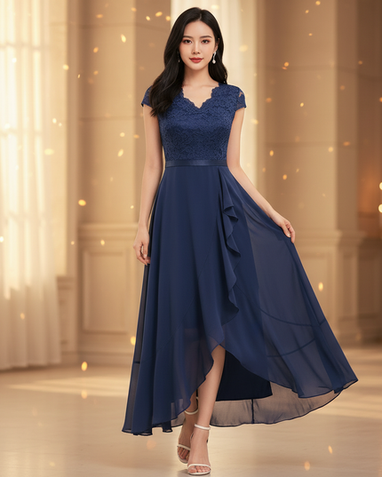 Blaues Chiffonkleid - Ansicht 1