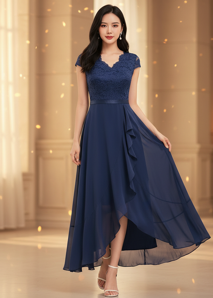 Blaues Chiffonkleid - Ansicht 1