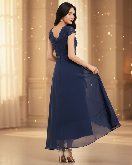 Blaues Chiffonkleid - Ansicht 2