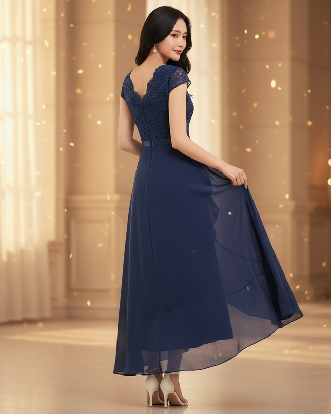 Blaues Chiffonkleid - Ansicht 2