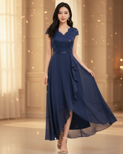 Blaues Chiffonkleid - Ansicht 3