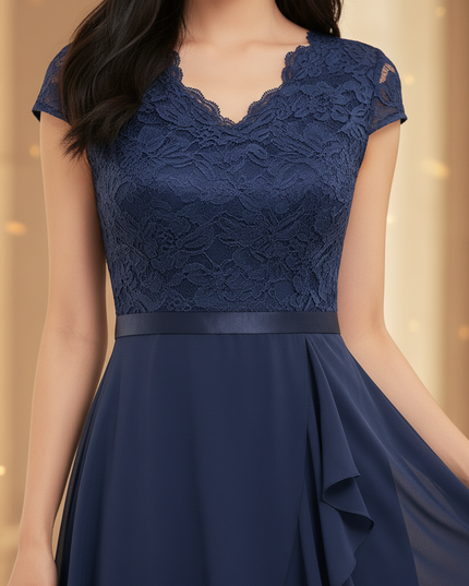 Blaues Chiffonkleid - Ansicht 4