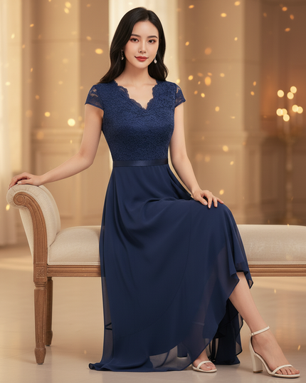 Blaues Chiffonkleid - Ansicht 5