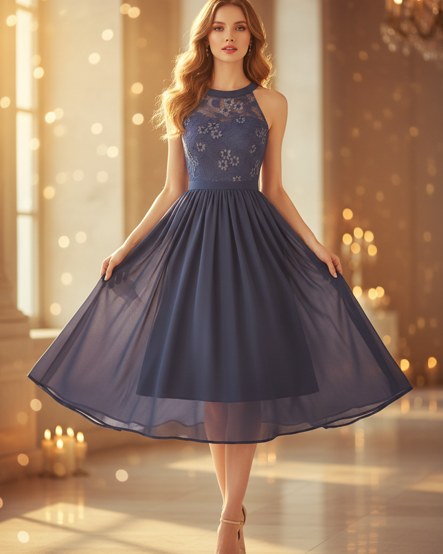 Festliches Chiffonkleid mit Neckholder - Ansicht 1