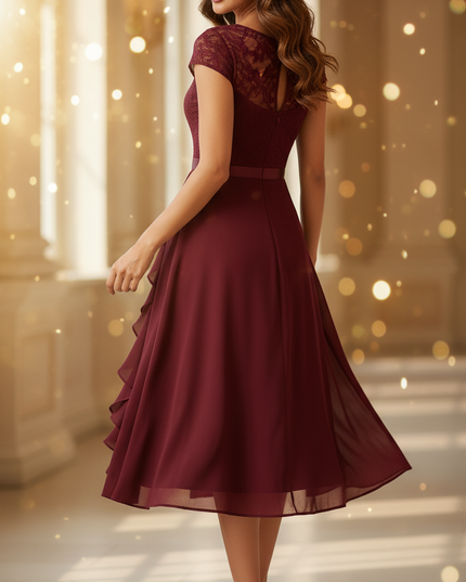 Bordeauxrotes Chiffon-Midikleid II - Ansicht 2