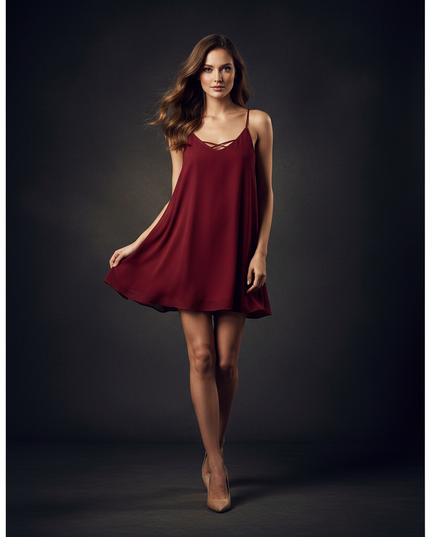 Leichtes Chiffonkleid mit V-Ausschnitt - Ansicht 1