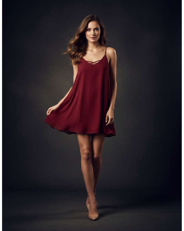 Leichtes Chiffonkleid mit V-Ausschnitt - Ansicht 1