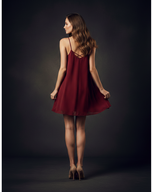 Leichtes Chiffonkleid mit V-Ausschnitt - Ansicht 2
