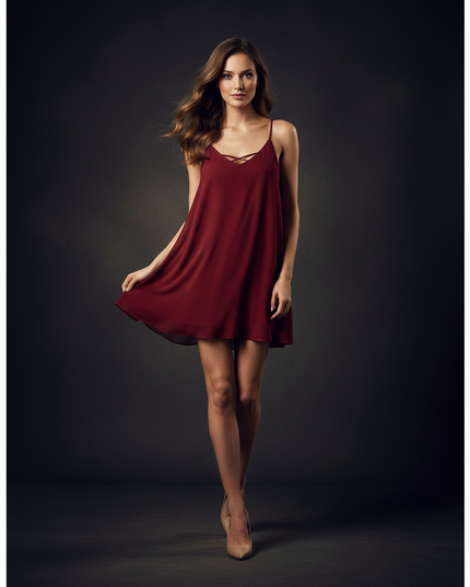 Leichtes Chiffonkleid mit V-Ausschnitt - Ansicht 3
