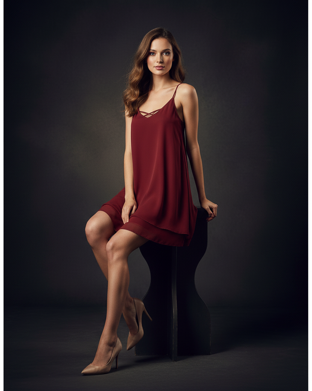 Leichtes Chiffonkleid mit V-Ausschnitt - Ansicht 5