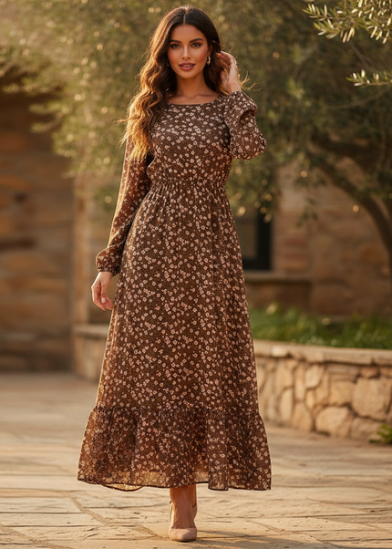 Boho-Chiffonkleid mit Blumenmuster - Ansicht 1