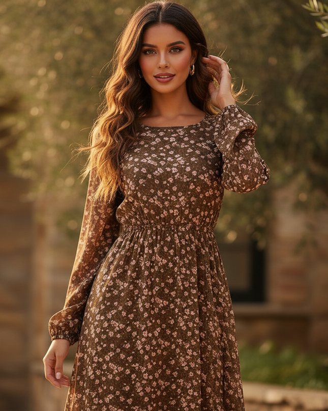 Boho-Chiffonkleid mit Blumenmuster - Ansicht 4