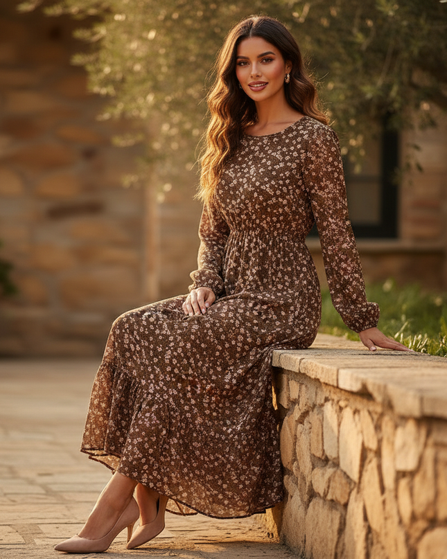 Boho-Chiffonkleid mit Blumenmuster - Ansicht 5