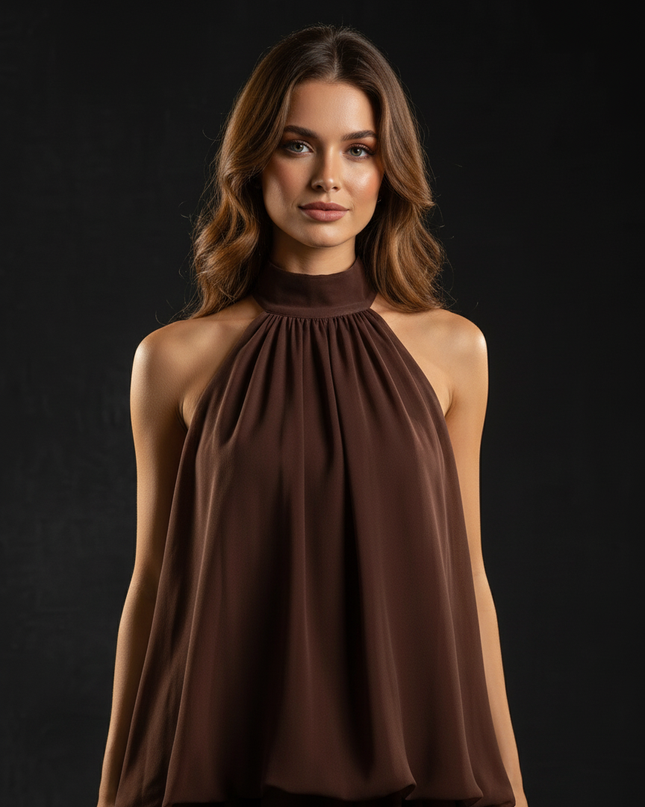 Cocktail Chiffonkleid Braun & Verspielt - Ansicht 4