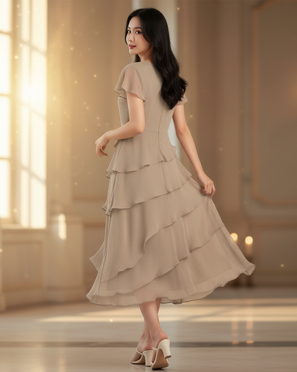 Festliches Chiffonkleid mit Stufenrock - Ansicht 2