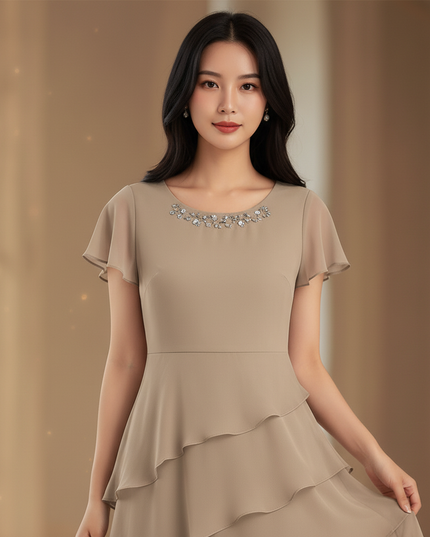 Festliches Chiffonkleid mit Stufenrock - Ansicht 4