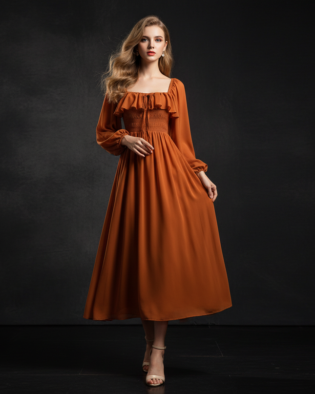 Empire Chiffonkleid Orange & Romantic - Ansicht 1